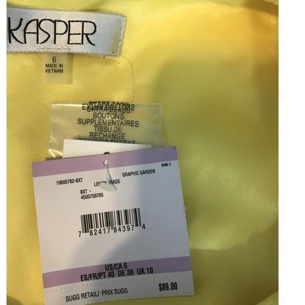 Kasper Yellow Satin‎ Sheath Dress Floral Applique Mod 60s Jackie O Size 6 Office - Picture 4 of 9